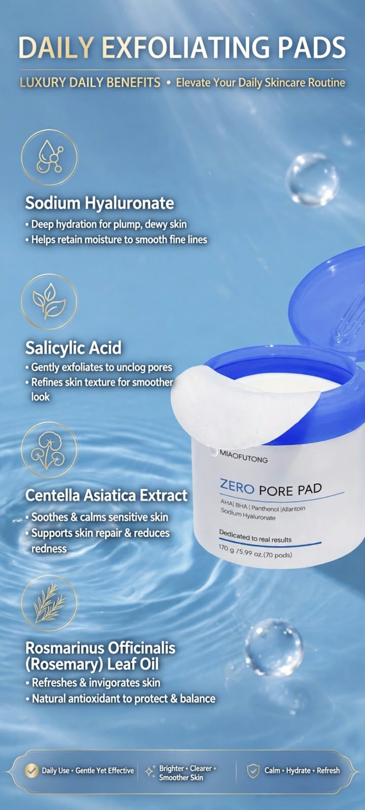 POREMELT Exfoliating Facial Pads, 70 Pads