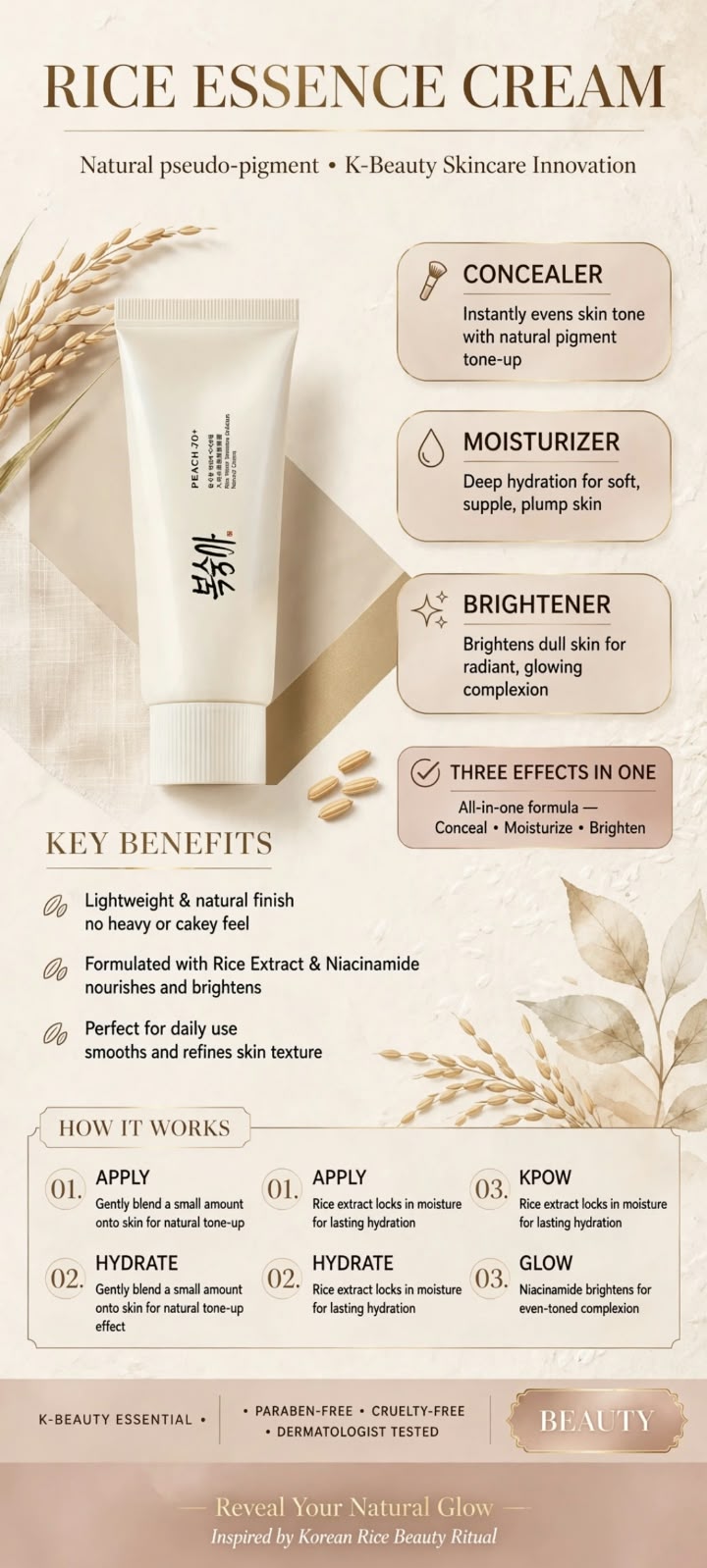 GLOWRICE Nude Perfection 3-in-1 Rice Essence Cream